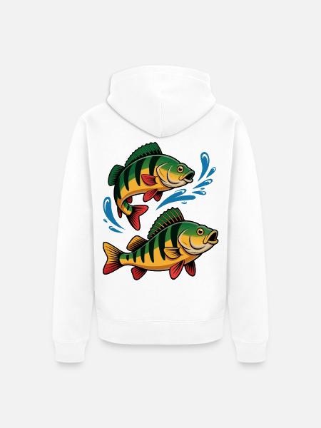 Barsch Angeln - Unisex Premium Bio Zip Hoodie - Weiß