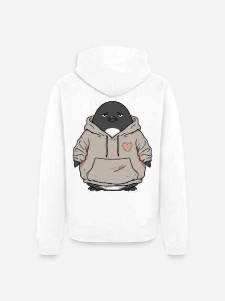 Niedlicher Pinguin Mit Kapuze - Unisex Premium Bio Zip Hoodie - Weiß