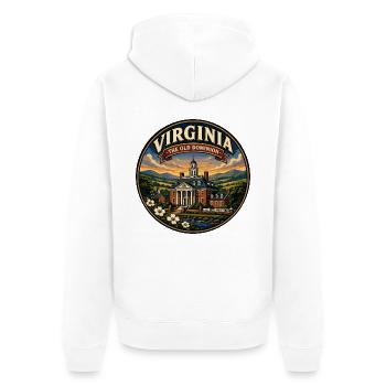Virginia Old Dominion Retro Capitol Mansion-Abzeichen - Unisex Premium Bio Zip Hoodie - Weiß - Hinten - Thijin (182cm)