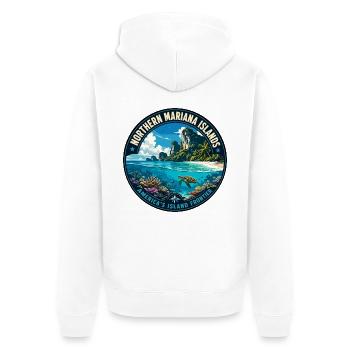 Northern Mariana Islands Island Frontier Badge - Unisex Premium Bio Zip Hoodie - Weiß - Hinten - Thijin (182cm)