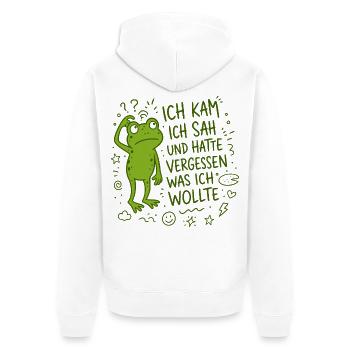 Ich kam ich sah und hatte vergessen was ich wollte - Unisex Premium Bio Zip Hoodie - Weiß - Hinten - Thijin (182cm)