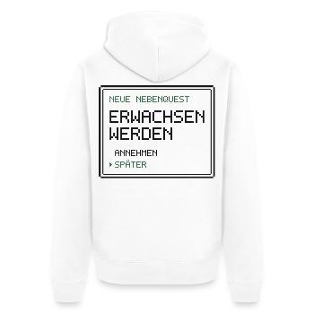 Neue Nebenquest Erwachsen werden - Pixel Retro - Unisex Premium Bio Zip Hoodie - Weiß - Hinten - Thijin (182cm)