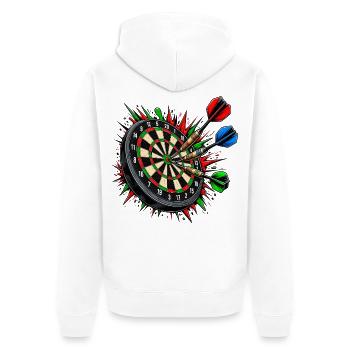 Dartboard Trefferfeuer - Unisex Premium Bio Zip Hoodie - Weiß - Hinten - Thijin (182cm)