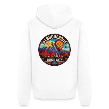Albuquerque Duke City Heißluftballon-Abzeichen - Unisex Premium Bio Zip Hoodie - Weiß - Hinten - Thijin (182cm)