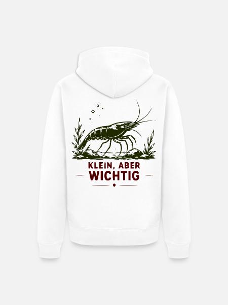 Klein, aber Wichtig Garnelen-Motiv - Unisex Premium Bio Zip Hoodie - Weiß