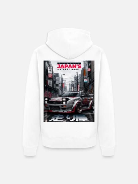 Japan Street Race Drift - Unisex Premium Bio Zip Hoodie - Weiß