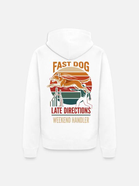 Schneller Hund im Retro Sunset - Unisex Premium Bio Zip Hoodie - Weiß