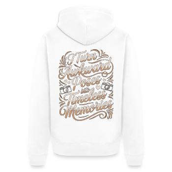 Wedding Photographer I Turn Awkward Photoshoot - Unisex Premium Bio Zip Hoodie - Weiß - Hinten - Thijin (182cm)
