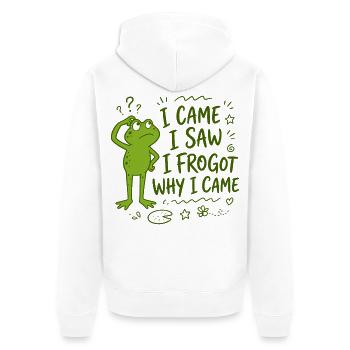 Frosch - I came I saw I frogot why I came - Unisex Premium Bio Zip Hoodie - Weiß - Hinten - Thijin (182cm)