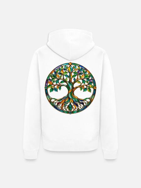 Bunter Lebensbaum - Unisex Premium Bio Zip Hoodie - Weiß