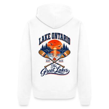 Lake Ontario Great Lakes - Unisex Premium Bio Zip Hoodie - Weiß - Hinten - Thijin (182cm)