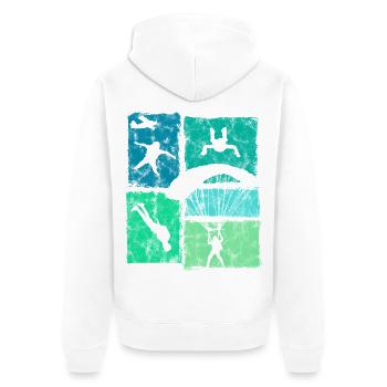 Fallschirmspringer Collage Fallschirm Extremsport - Unisex Premium Bio Zip Hoodie - Weiß - Hinten - Thijin (182cm)