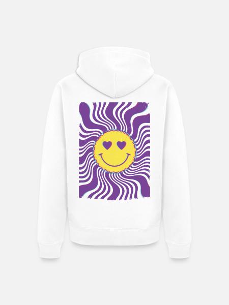 Psychedelisches Festival-Hippie-Batik-Rave-Techno - Unisex Premium Bio Zip Hoodie - Weiß