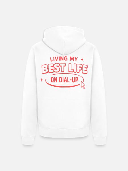 Bestes Leben im Dial-Up - Unisex Premium Bio Zip Hoodie - Weiß