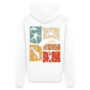 Fallschirmspringer Fallschirmsprung mit Fallschirm - Unisex Premium Bio Zip Hoodie - Weiß - Hinten - Thijin (182cm)