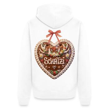 Lebkuchenherz Liebe Schatzi Hirschgeweih - Unisex Premium Bio Zip Hoodie - Weiß - Hinten - Thijin (182cm)