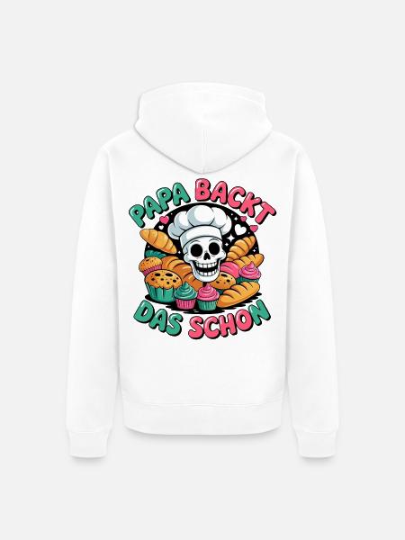 Papa backt das schon - Unisex Premium Bio Zip Hoodie - Weiß