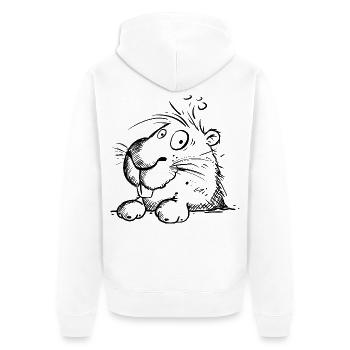 Capybara Sketch Cartoon Wasserschwein Nager Sketch - Unisex Premium Bio Zip Hoodie - Weiß - Hinten - Thijin (182cm)
