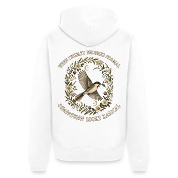 Radikales Mitgefühl Singvogel Soziale Gerechtigkei - Unisex Premium Bio Zip Hoodie - Weiß - Hinten - Thijin (182cm)