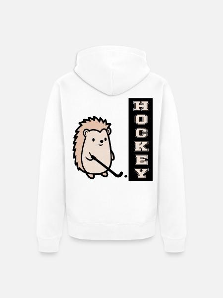 Hallenhockey Kinder Igel - Unisex Premium Bio Zip Hoodie - Weiß