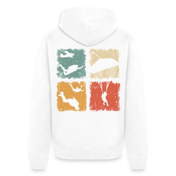 Fallschirmspringen Absprung Freifall Fallschirm - Unisex Premium Bio Zip Hoodie - Weiß - Hinten - Thijin (182cm)