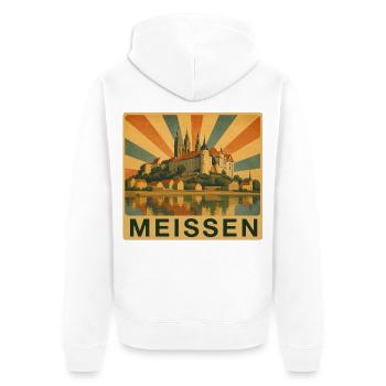 Meissen Meißen - Unisex Premium Bio Zip Hoodie - Weiß - Hinten - Thijin (182cm)