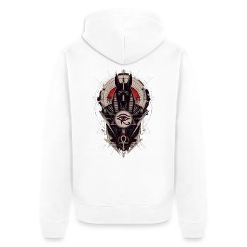 Anubis' Auge in der Geometrie - Unisex Premium Bio Zip Hoodie - Weiß - Hinten - Thijin (182cm)