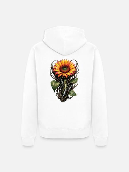 Mechanische Sonnenblume - Unisex Premium Bio Zip Hoodie - Weiß