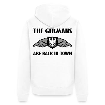 Deutschland und Sachsen Fanshirt - Unisex Premium Bio Zip Hoodie - Weiß - Hinten - Thijin (182cm)