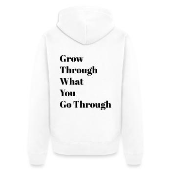 Motivationszitat: Wachse durch das, was du durchmachst, - Unisex Premium Bio Zip Hoodie - Weiß - Hinten - Thijin (182cm)