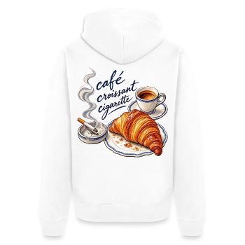 Café Croissant - Unisex Premium Bio Zip Hoodie - Weiß - Hinten - Thijin (182cm)