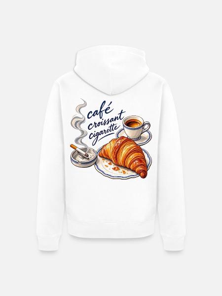 Café Croissant - Unisex Premium Bio Zip Hoodie - Weiß