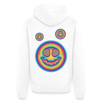 Hippie-Musik Psychedelisch-Pilz-Batik-Rave-Techno - Unisex Premium Bio Zip Hoodie - Weiß - Hinten - Thijin (182cm)