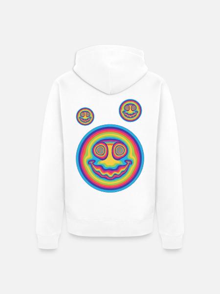 Hippie-Musik Psychedelisch-Pilz-Batik-Rave-Techno - Unisex Premium Bio Zip Hoodie - Weiß