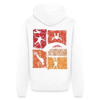 Fallschirmspringer Absprung Freifall Fallschirm - Unisex Premium Bio Zip Hoodie - Weiß - Hinten - Thijin (182cm)