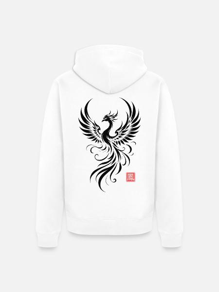Phoenix Japanese Art Mythical Bird - Unisex Premium Bio Zip Hoodie - Weiß