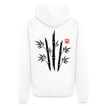 Bamboo Kanji Japanese Minimal Art - Unisex Premium Bio Zip Hoodie - Weiß - Hinten - Thijin (182cm)