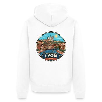 Lyon, Frankreich Fourviere Saone River Reiseabzeichen - Unisex Premium Bio Zip Hoodie - Weiß - Hinten - Thijin (182cm)