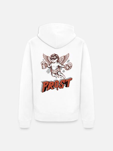 Engel mit Bier und Brezel - Unisex Premium Bio Zip Hoodie - Weiß