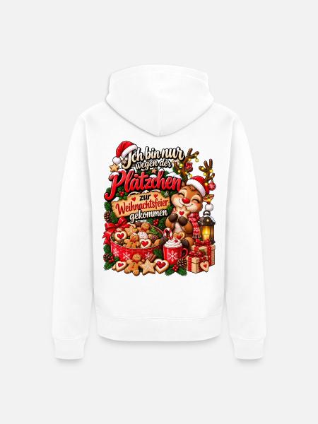 Lustiges Weihnachtsgeschenk Plätzchen Spruch - Unisex Premium Bio Zip Hoodie - Weiß