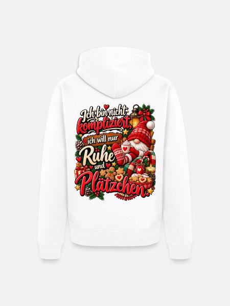 Lustiges Weihnachtsgeschenk Plätzchen Spruch - Unisex Premium Bio Zip Hoodie - Weiß