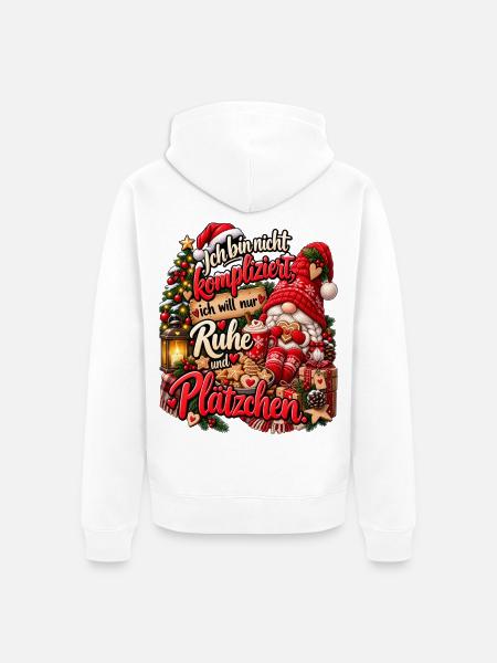 Lustiges Weihnachtsgeschenk Plätzchen Spruch - Unisex Premium Bio Zip Hoodie - Weiß