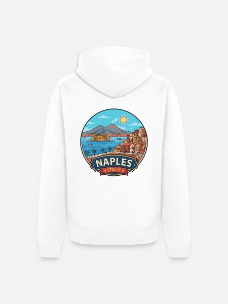 Neapel, Italien, Vesuv-Bucht Reiseabzeichen - Unisex Premium Bio Zip Hoodie - Weiß