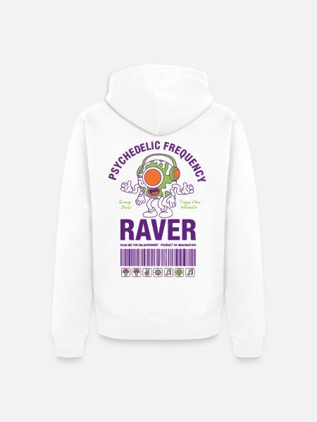 Psychedelic Frequency Raver Trippy Mushroom Rave - Unisex Premium Bio Zip Hoodie - Weiß
