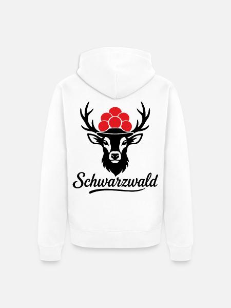 Schwarzwald Hirschgeweih Bollenhut Black Forest - Unisex Premium Bio Zip Hoodie - Weiß