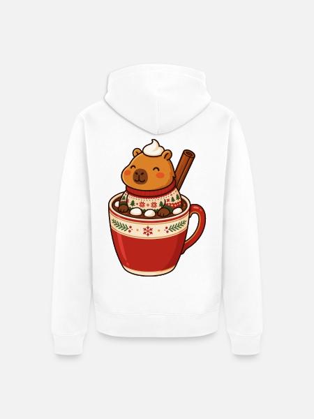 Capybara Weihnachten Winterfreude - Unisex Premium Bio Zip Hoodie - Weiß