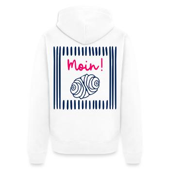 Moin Hamburg Franzbrötchen - Unisex Premium Bio Zip Hoodie - Weiß - Hinten - Thijin (182cm)