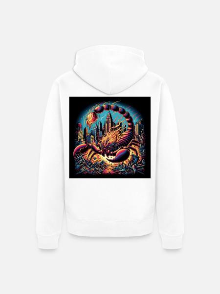 Skorpion Inferno - Unisex Premium Bio Zip Hoodie - Weiß