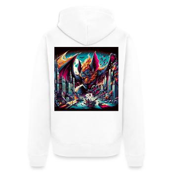 Bat Apocalypse - Unisex Premium Bio Zip Hoodie - Weiß - Hinten - Thijin (182cm)
