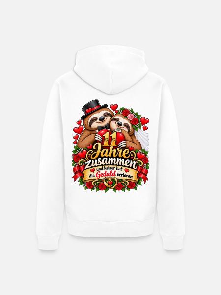 11. Hochzeitstag Geschenkidee Stahlhochzeit - Unisex Premium Bio Zip Hoodie - Weiß